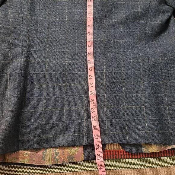 Ralph Lauren Blue Windowpane Wool Blazer Jacket Sz 46‎ R Paisley Satin Interior - Picture 12 of 12